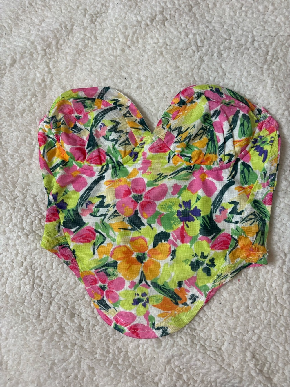 Princess Polly Multicolor Neon Floral Bustier Top